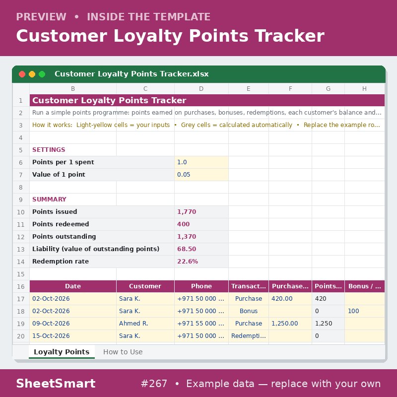 Customer Loyalty Points Tracker – sheet preview