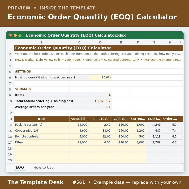 Economic Order Quantity (EOQ) Calculator – preview