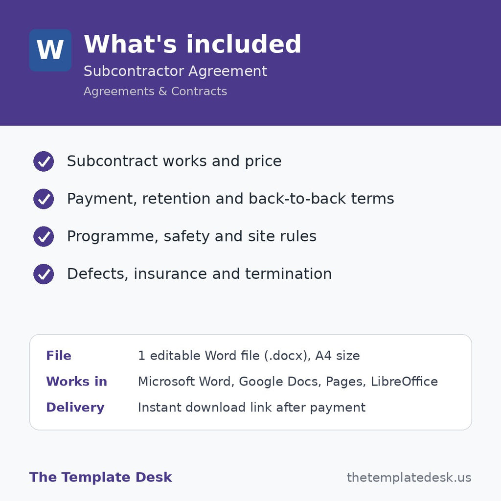 Subcontractor Agreement – what's included