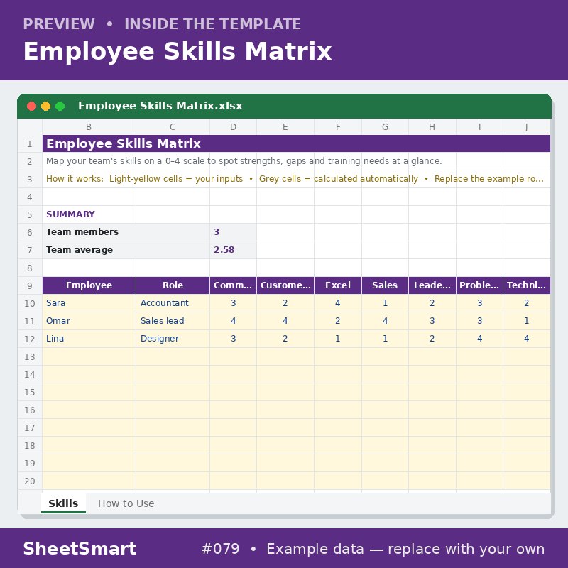Employee Skills Matrix – sheet preview