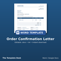 Order Confirmation Letter – cover