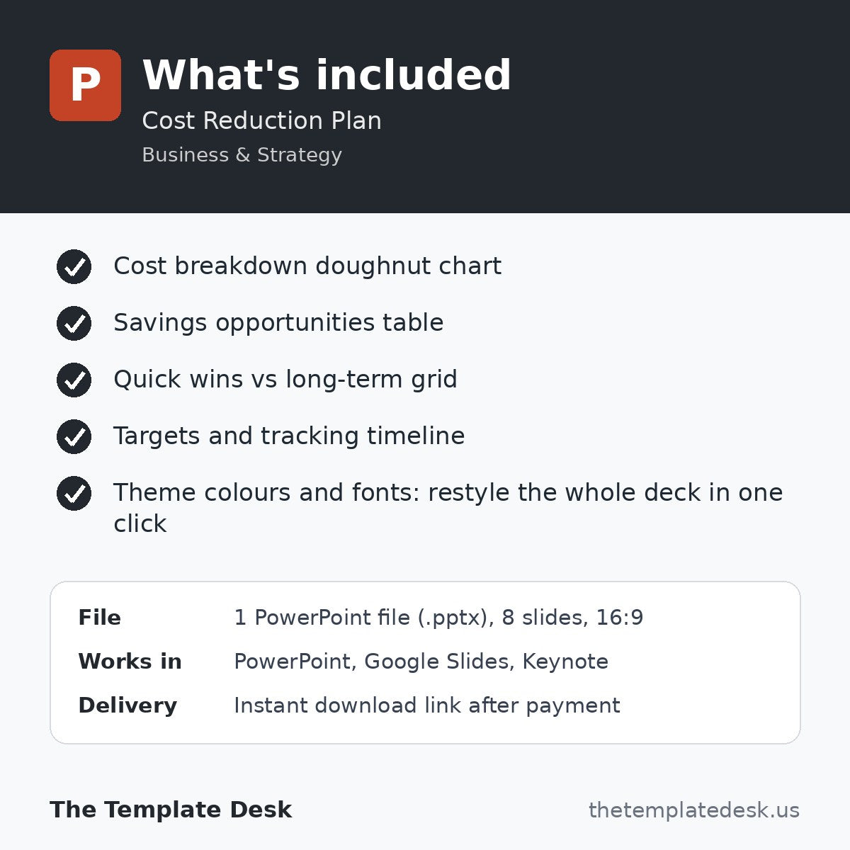 Cost Reduction Plan – what's included