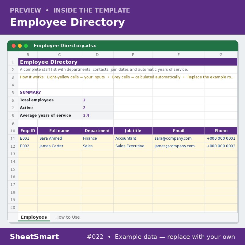 Employee Directory – sheet preview