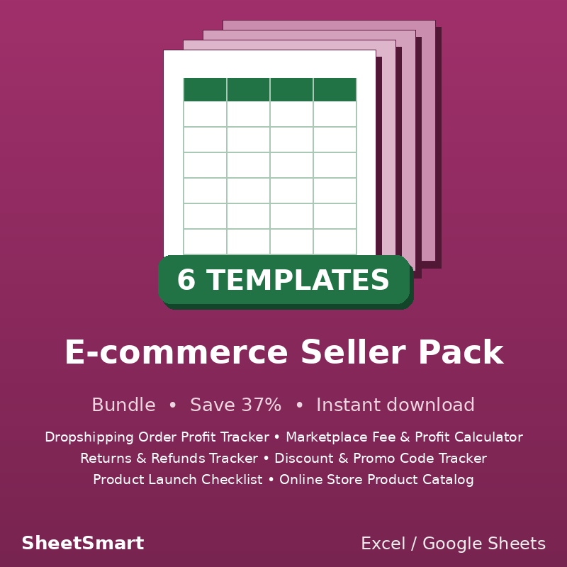 E-commerce Seller Pack – 6 Excel templates bundle
