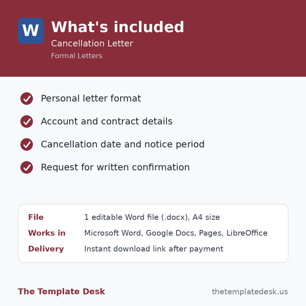 Cancellation Letter – what's included