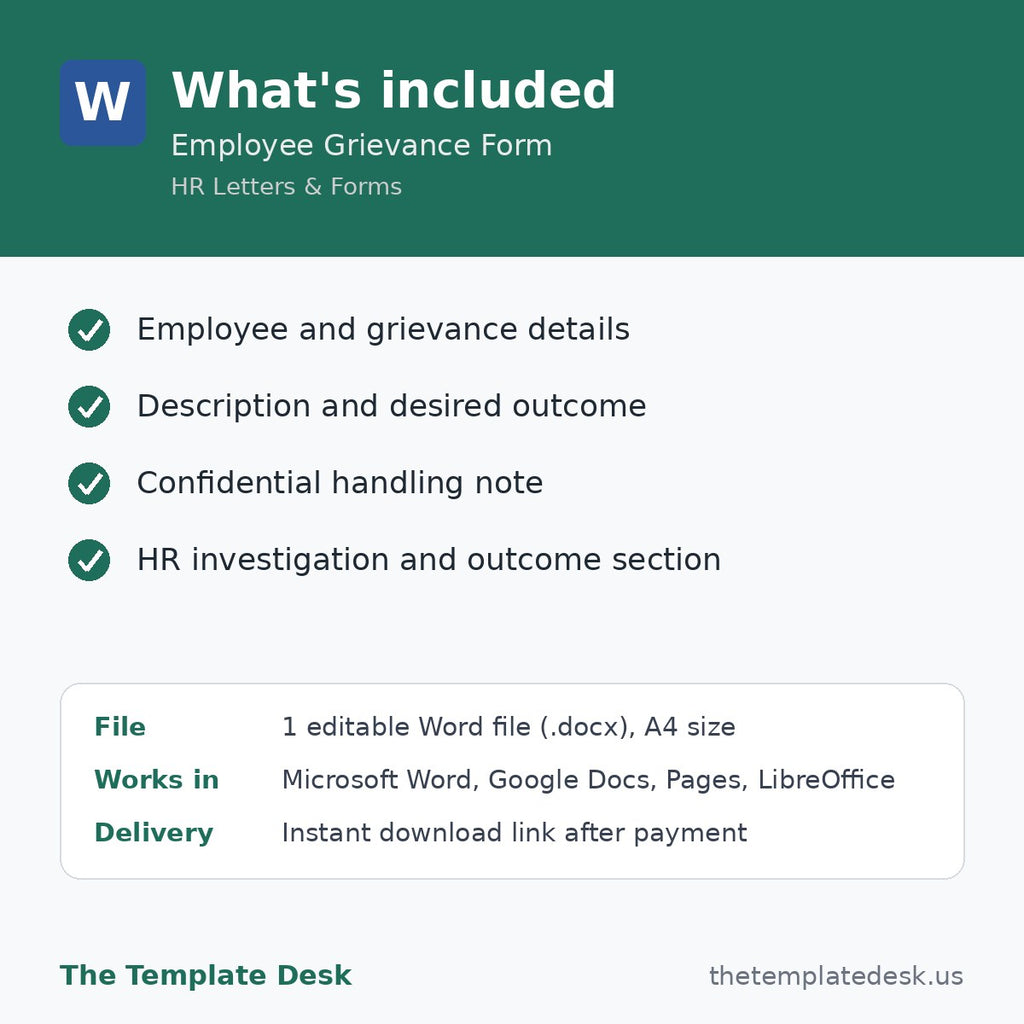Employee Grievance Form – what's included