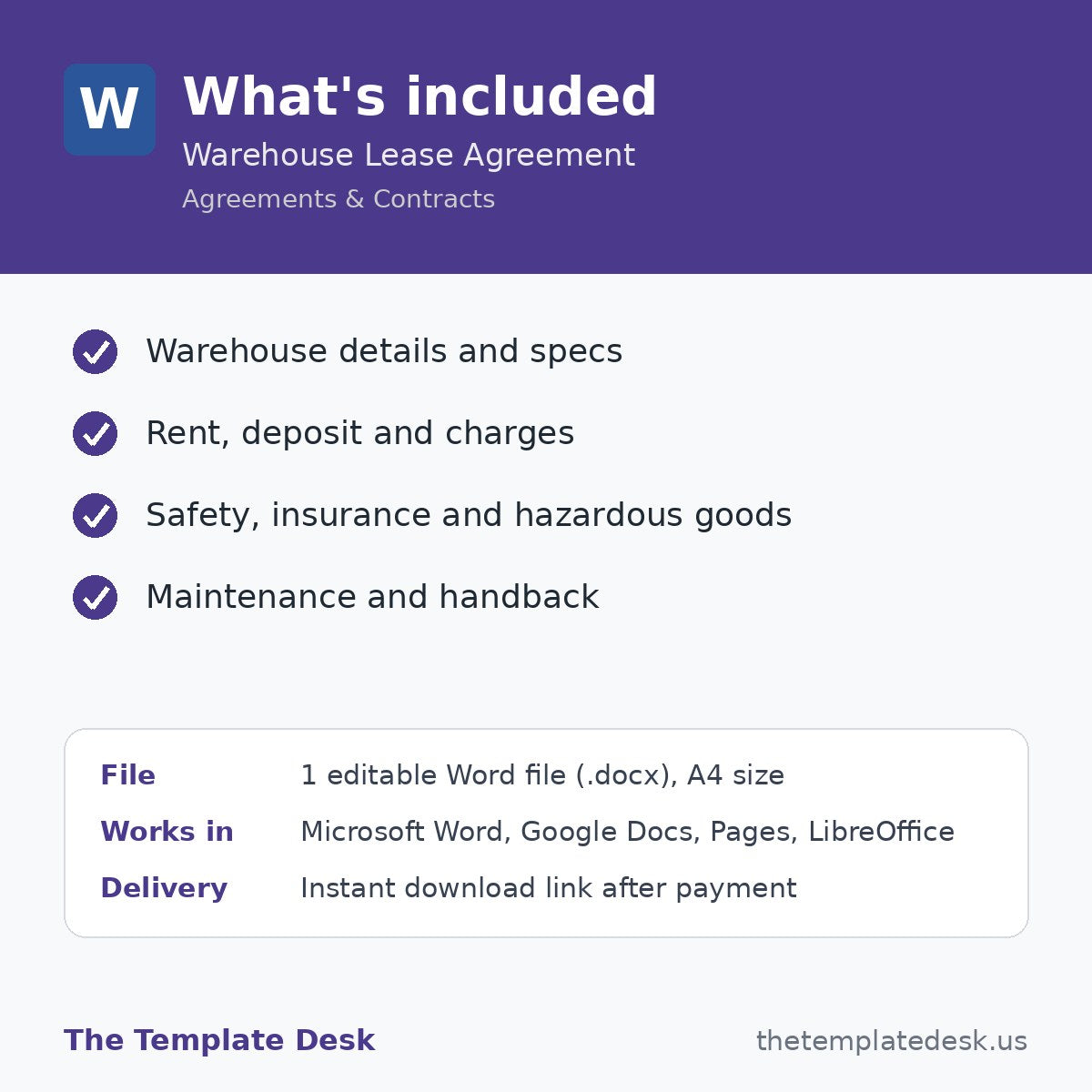 Warehouse Lease Agreement – what's included