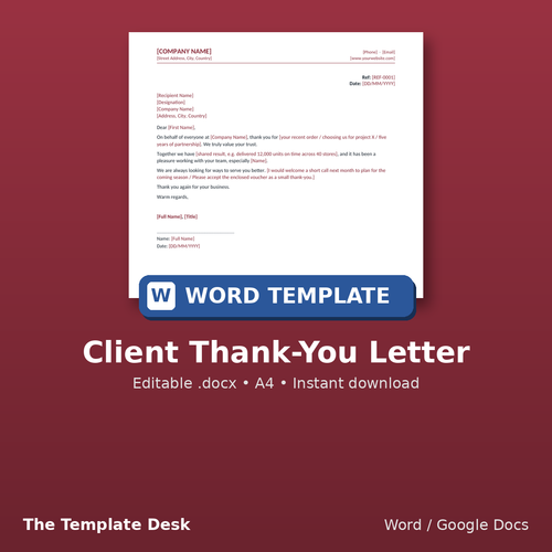 Client Thank-You Letter – cover