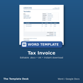 Tax Invoice – cover