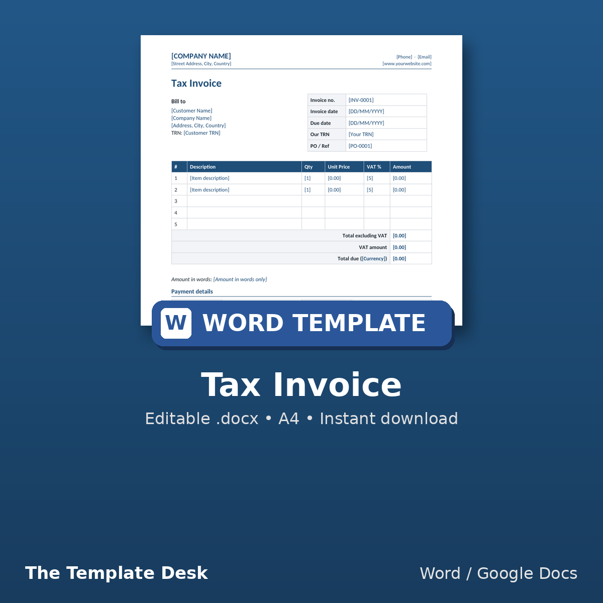 Tax Invoice – cover