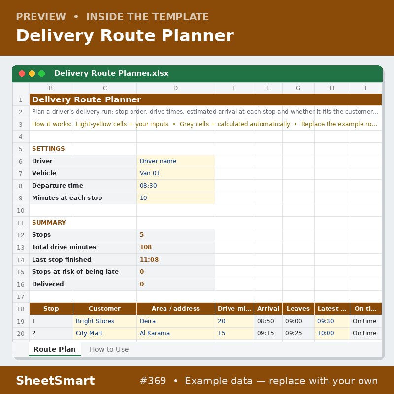 Delivery Route Planner – sheet preview