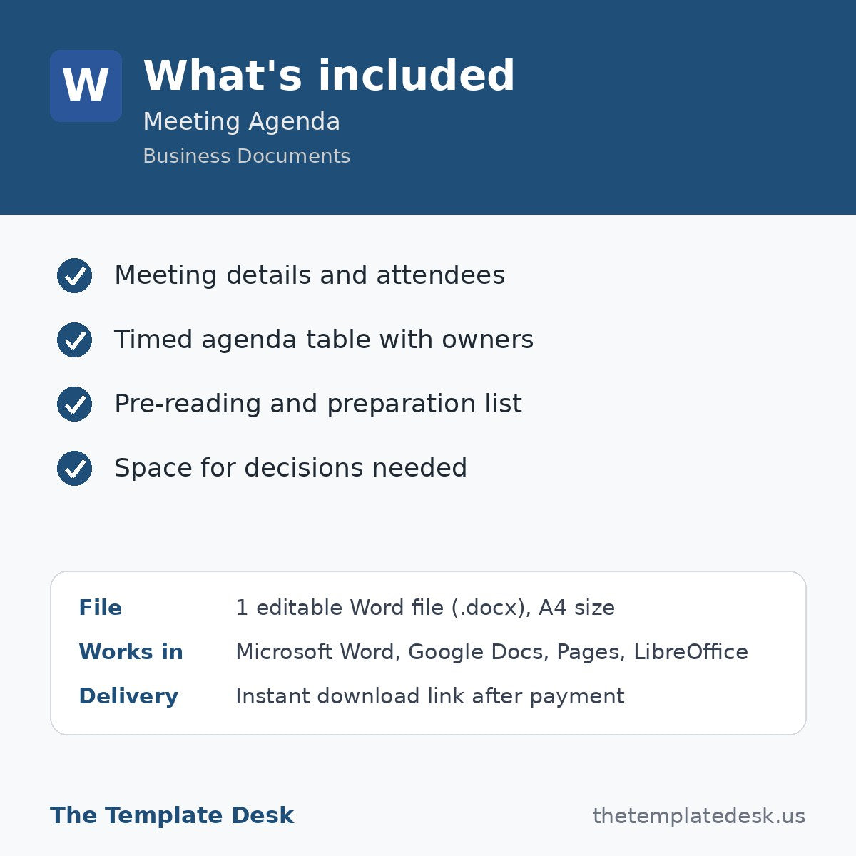 Meeting Agenda – what's included