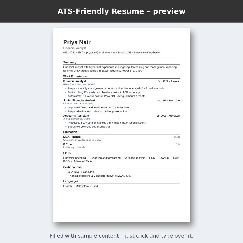 ATS-Friendly Resume – preview