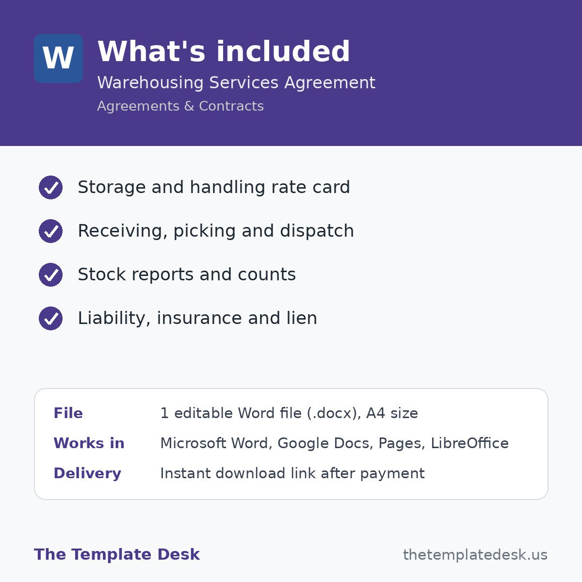 Warehousing Services Agreement – what's included