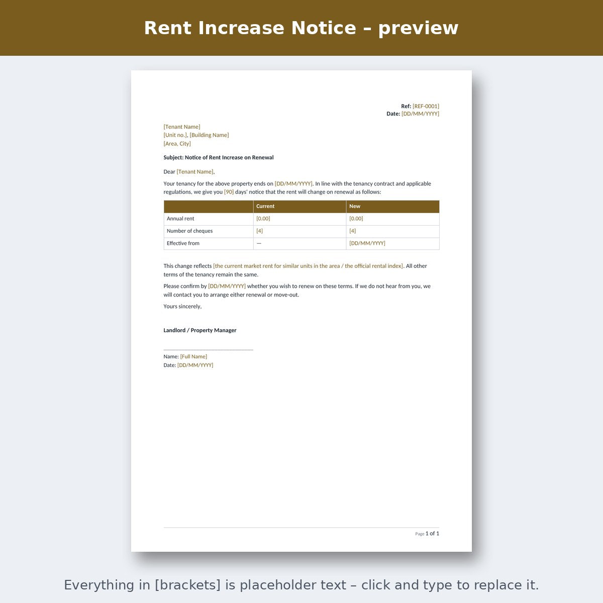 Rent Increase Notice – preview