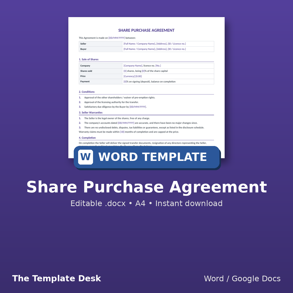Share Purchase Agreement – cover