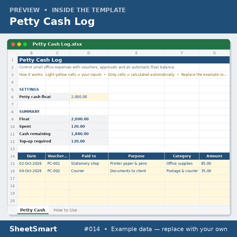 Petty Cash Log – sheet preview