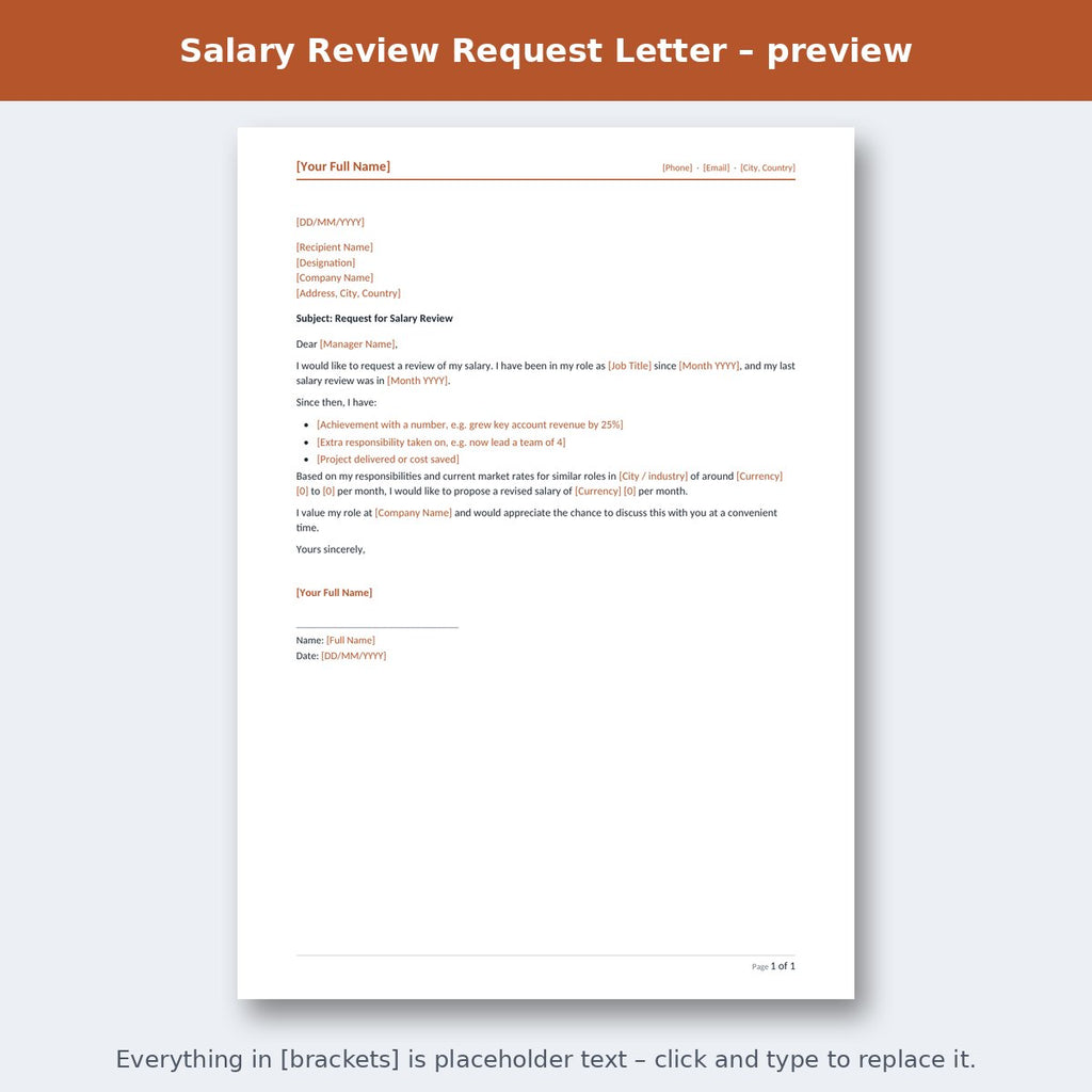 Salary Review Request Letter – preview