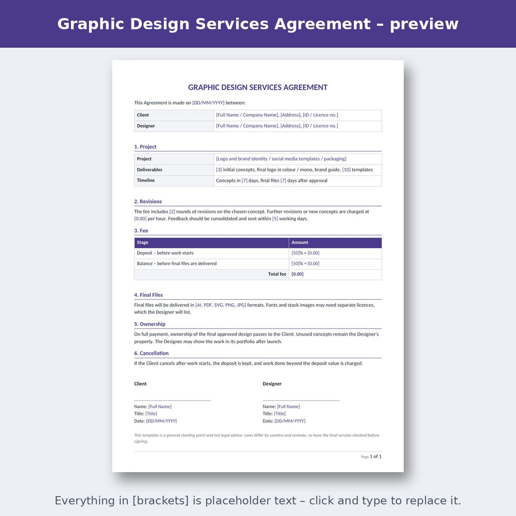 Graphic Design Services Agreement – preview