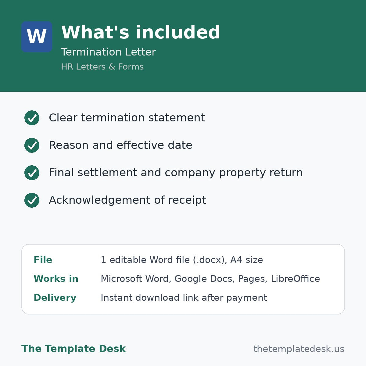 Termination Letter – what's included