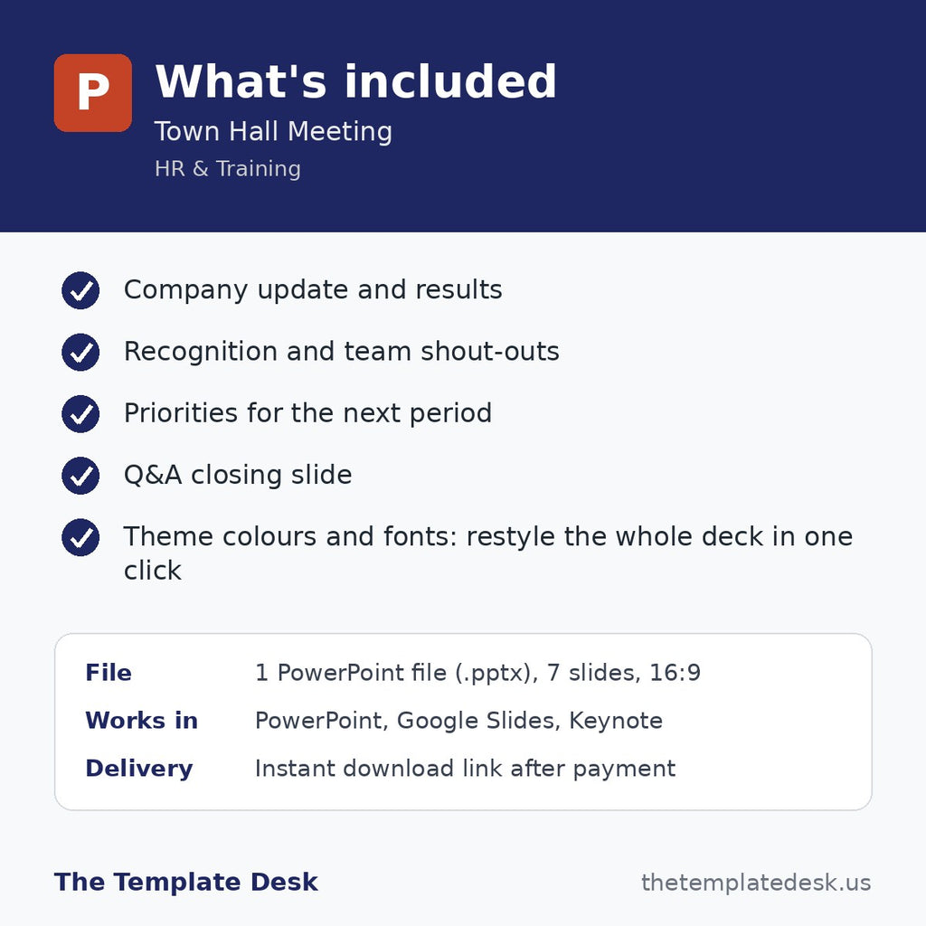 Town Hall Meeting – what's included