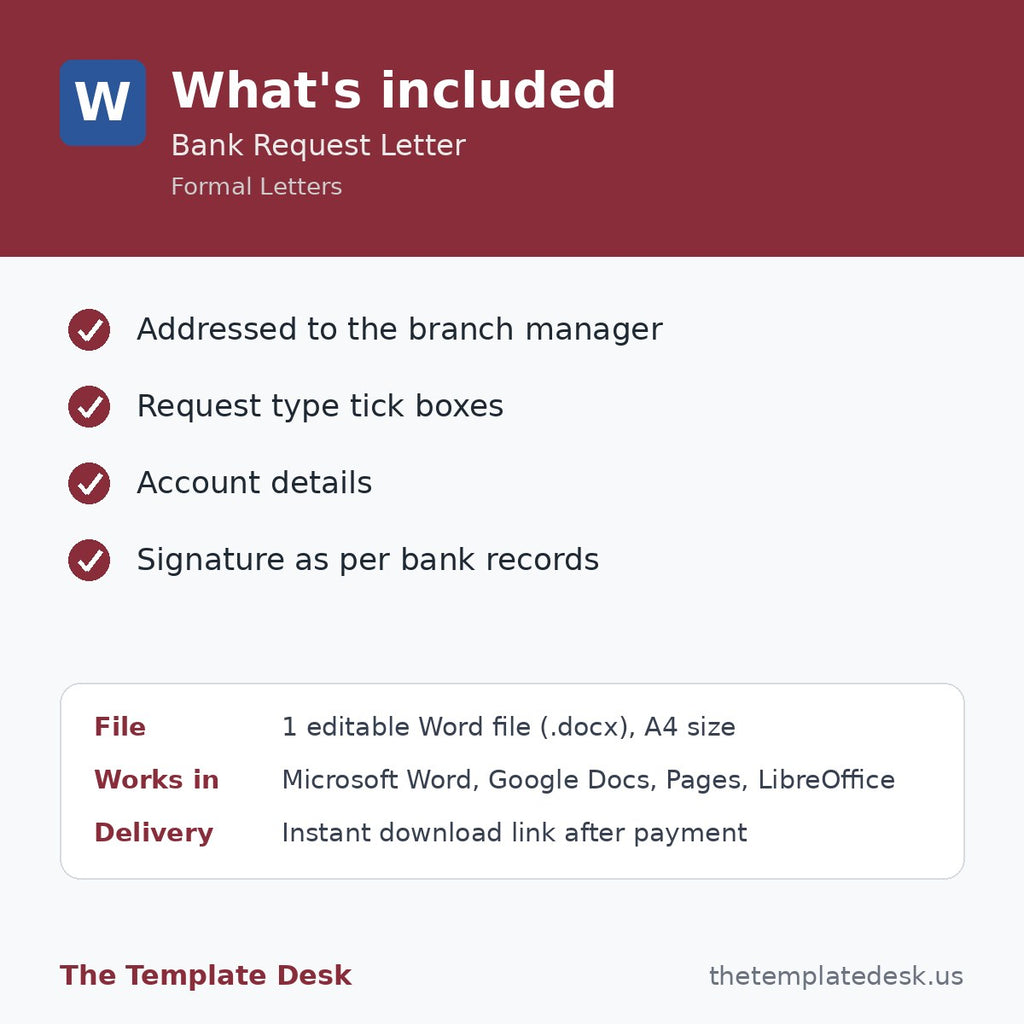 Bank Request Letter – what's included