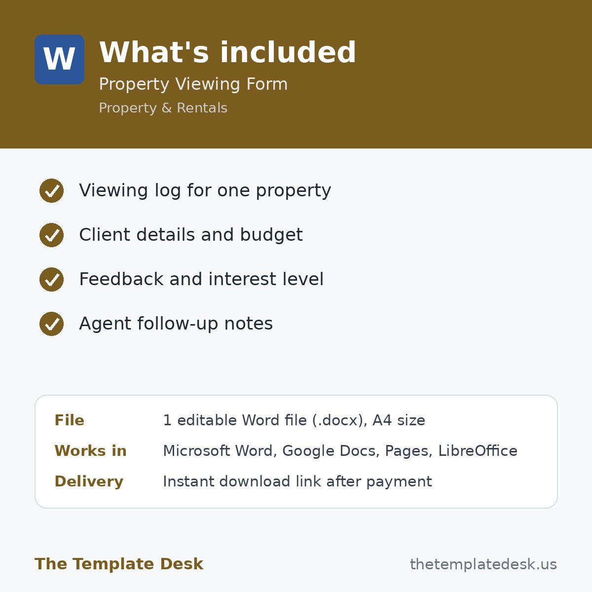 Property Viewing Form – what's included