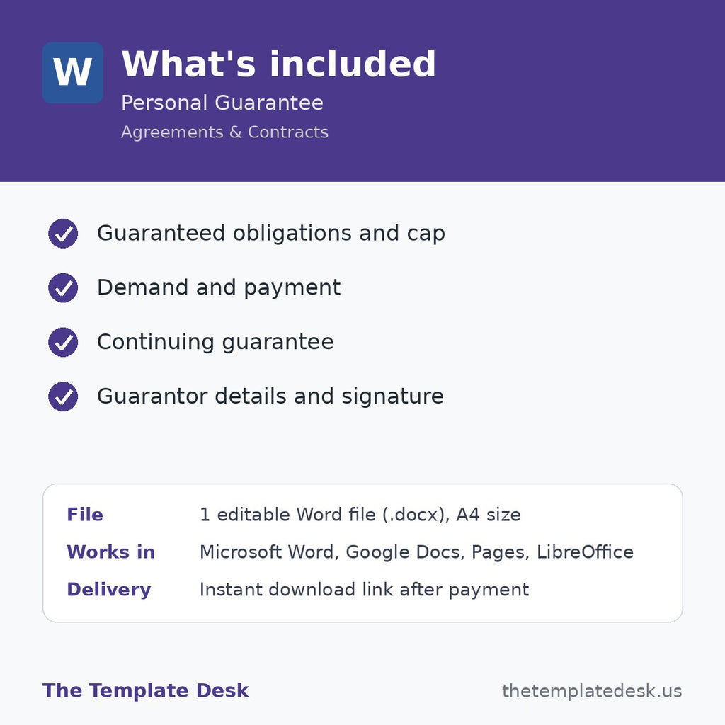 Personal Guarantee – what's included