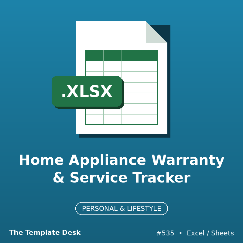 Home Appliance Warranty & Service Tracker – Excel template