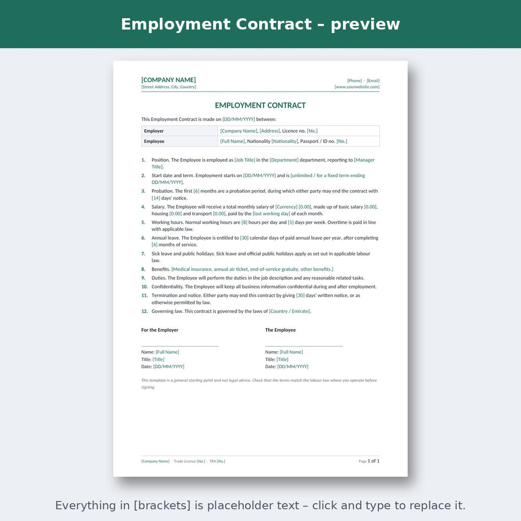 Employment Contract – preview