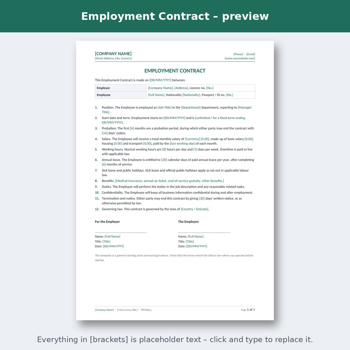 Employment Contract – preview
