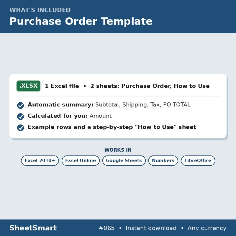 Purchase Order Template – what's included