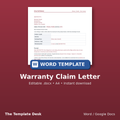 Warranty Claim Letter – cover