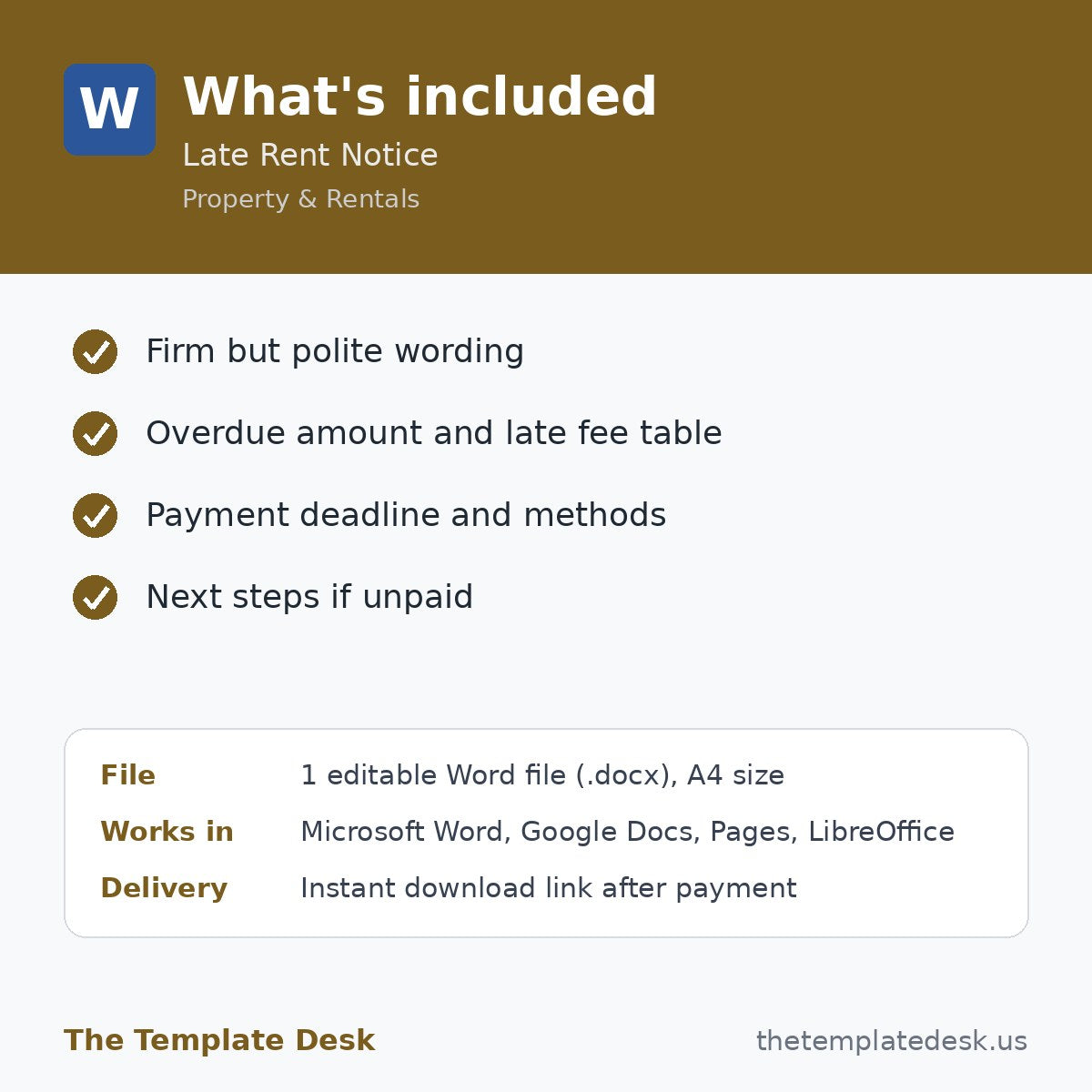 Late Rent Notice – what's included