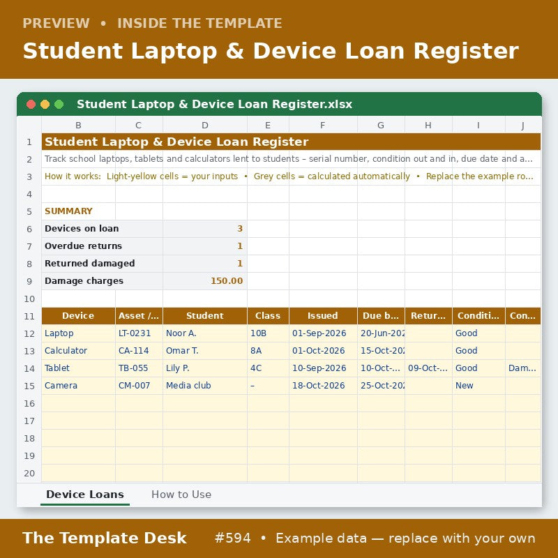 Student Laptop & Device Loan Register – preview