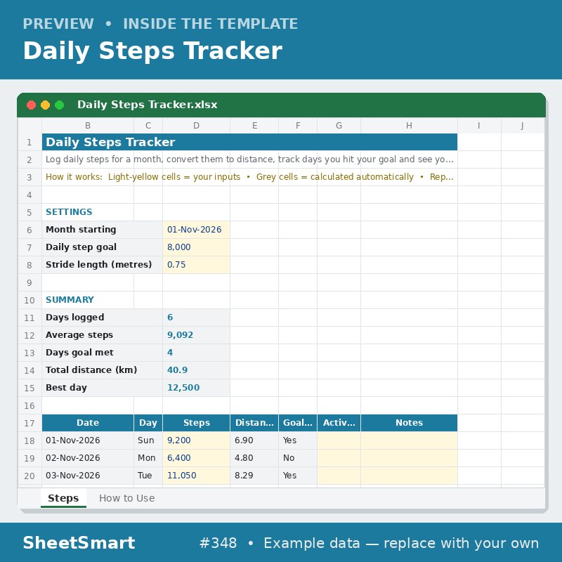 Daily Steps Tracker – sheet preview