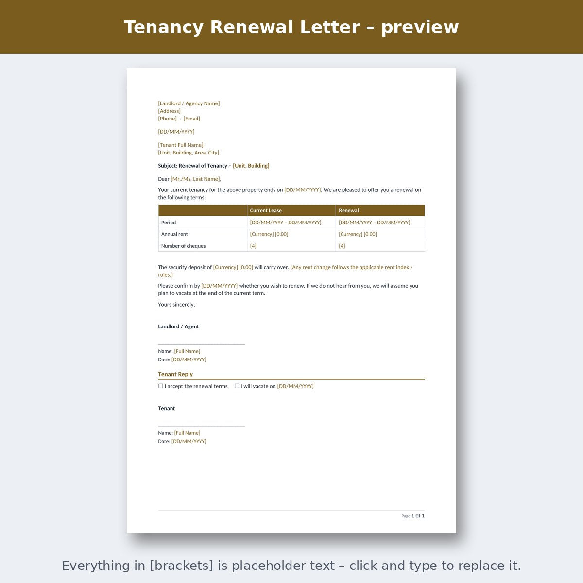 Tenancy Renewal Letter – preview