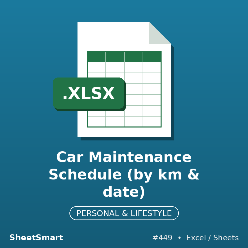 Car Maintenance Schedule (by km & date) – Excel template