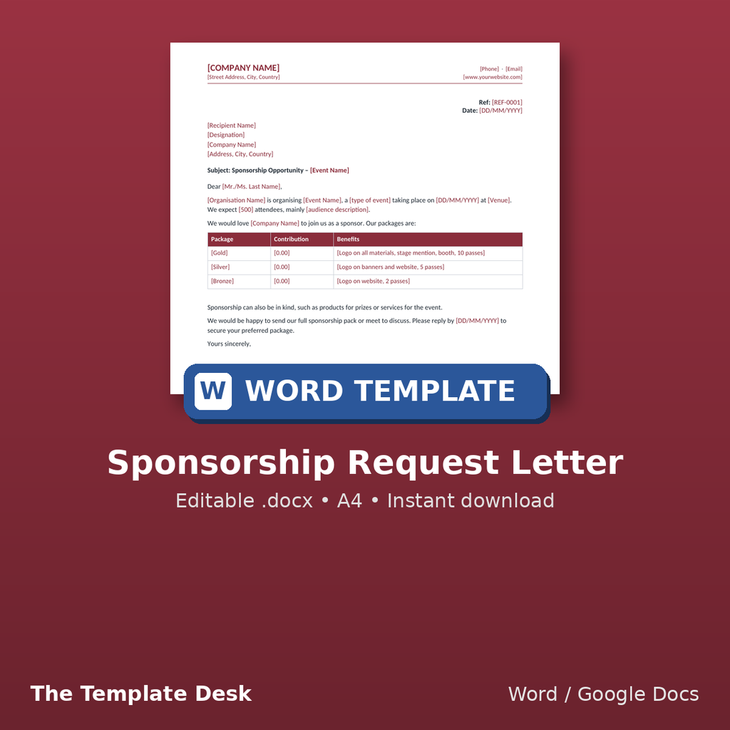 Sponsorship Request Letter – cover