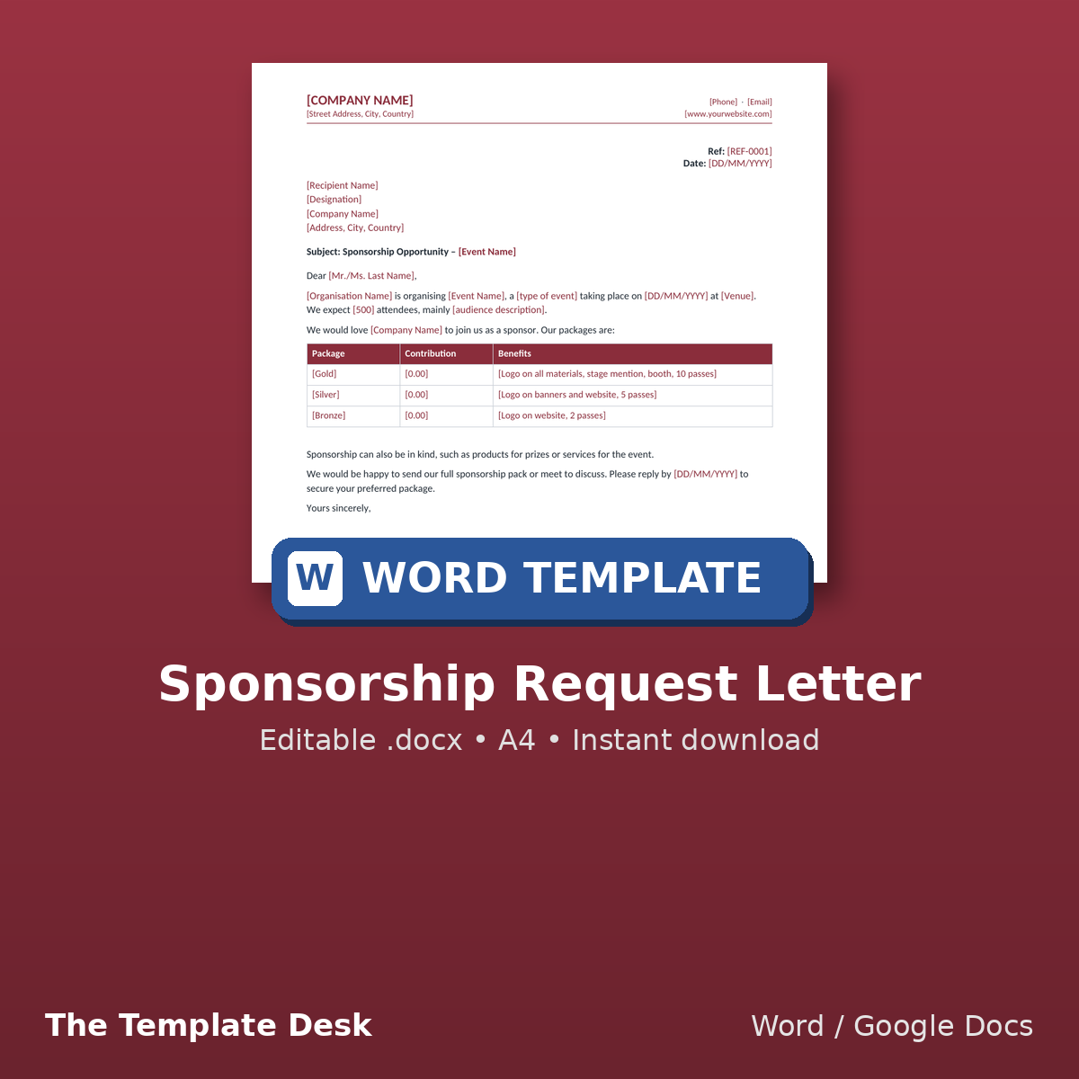 Sponsorship Request Letter – cover