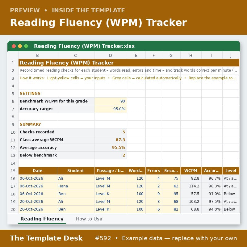 Reading Fluency (WPM) Tracker – preview
