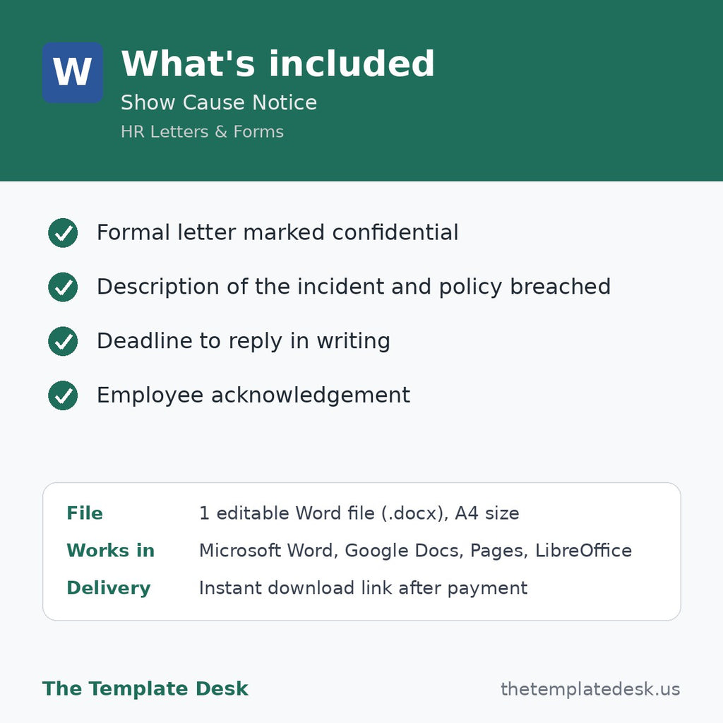 Show Cause Notice – what's included