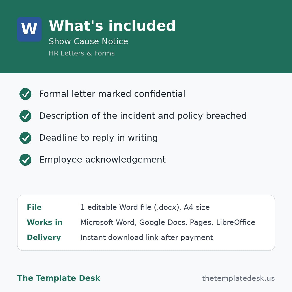 Show Cause Notice – what's included