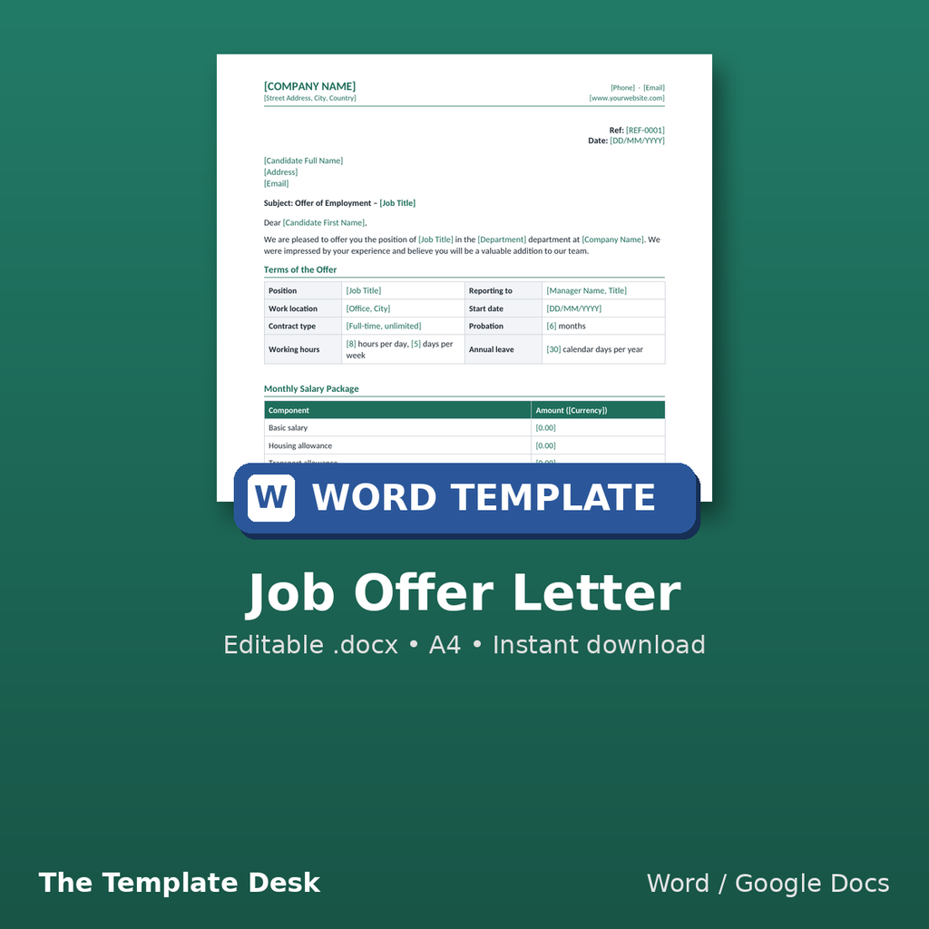 Job Offer Letter – cover