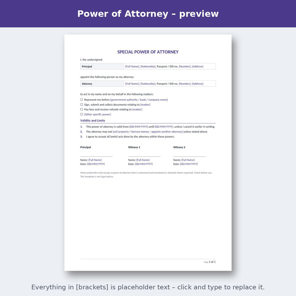 Power of Attorney – preview
