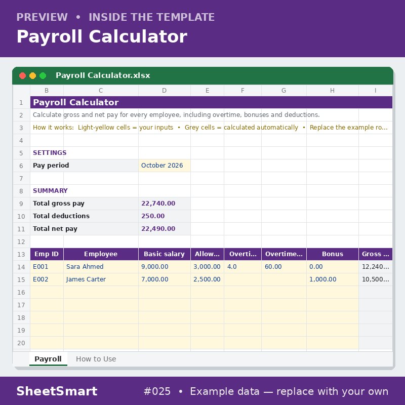 Payroll Calculator – sheet preview