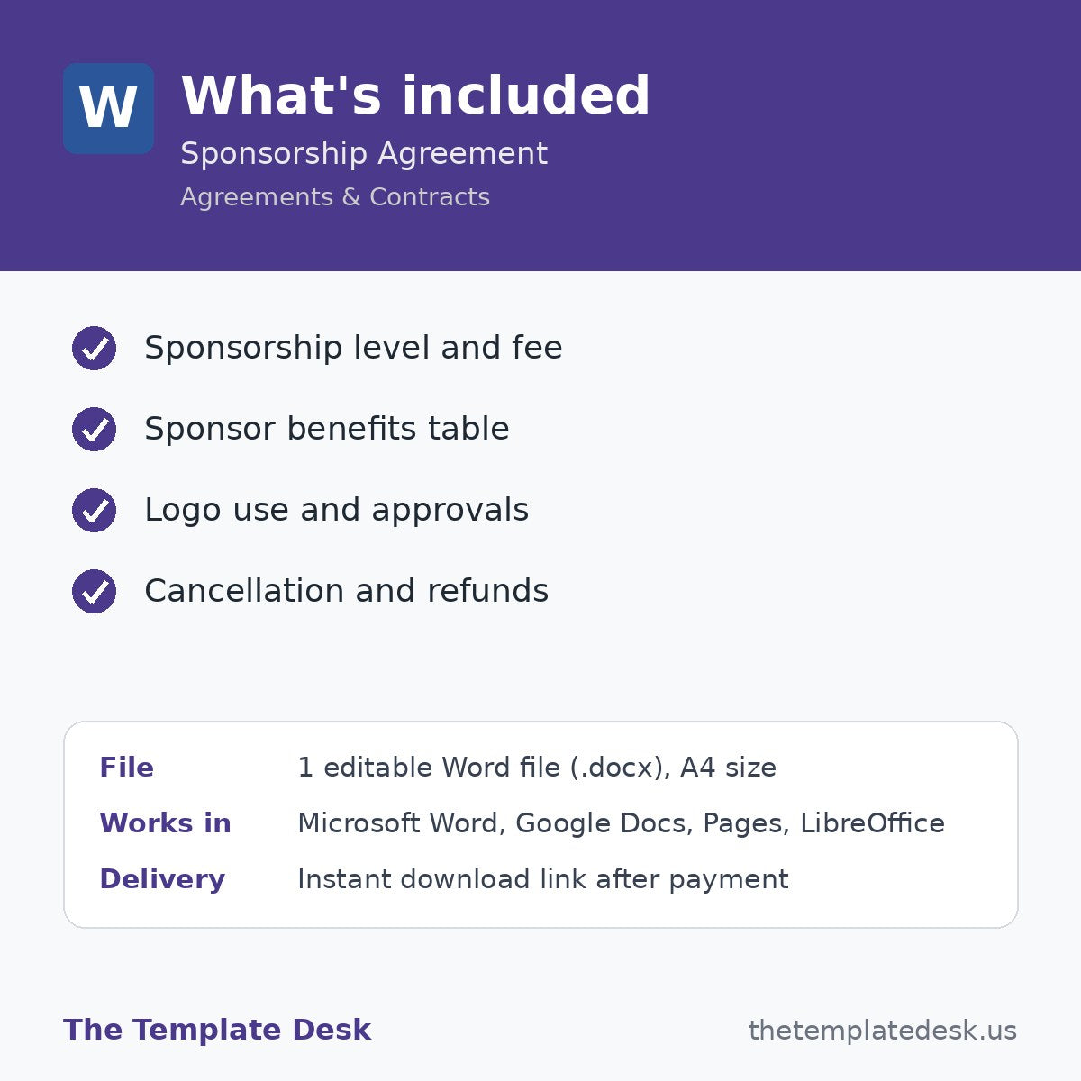 Sponsorship Agreement – what's included