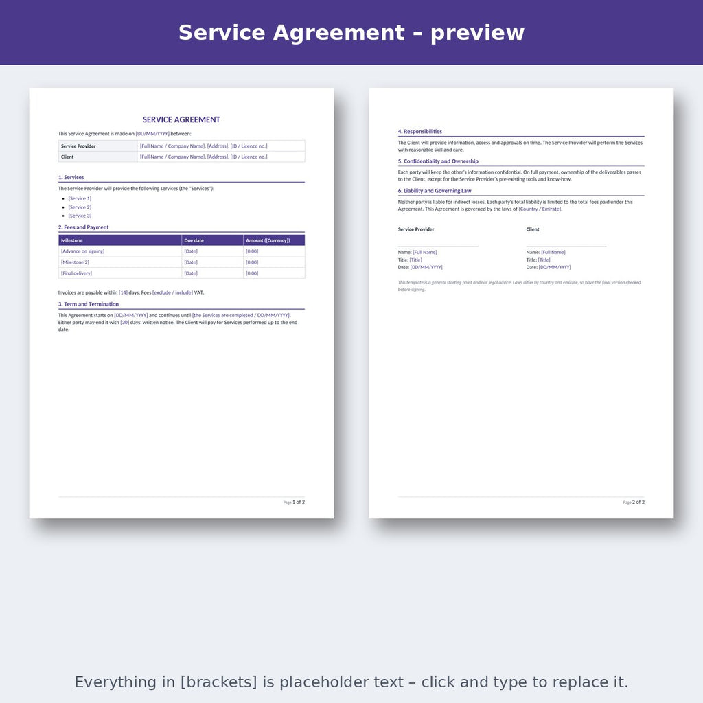 Service Agreement – preview