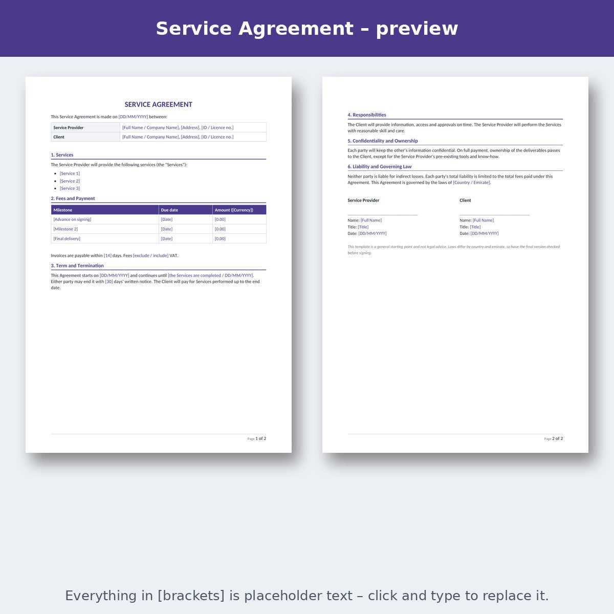 Service Agreement – preview