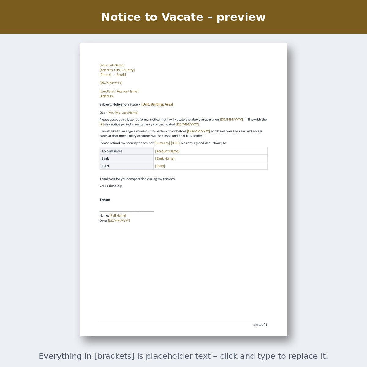 Notice to Vacate – preview